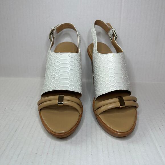 Calvin Klein Size 6.5 Prina Vacation Open Toe Wedge Heels Sandals White Nude - Picture 3 of 9
